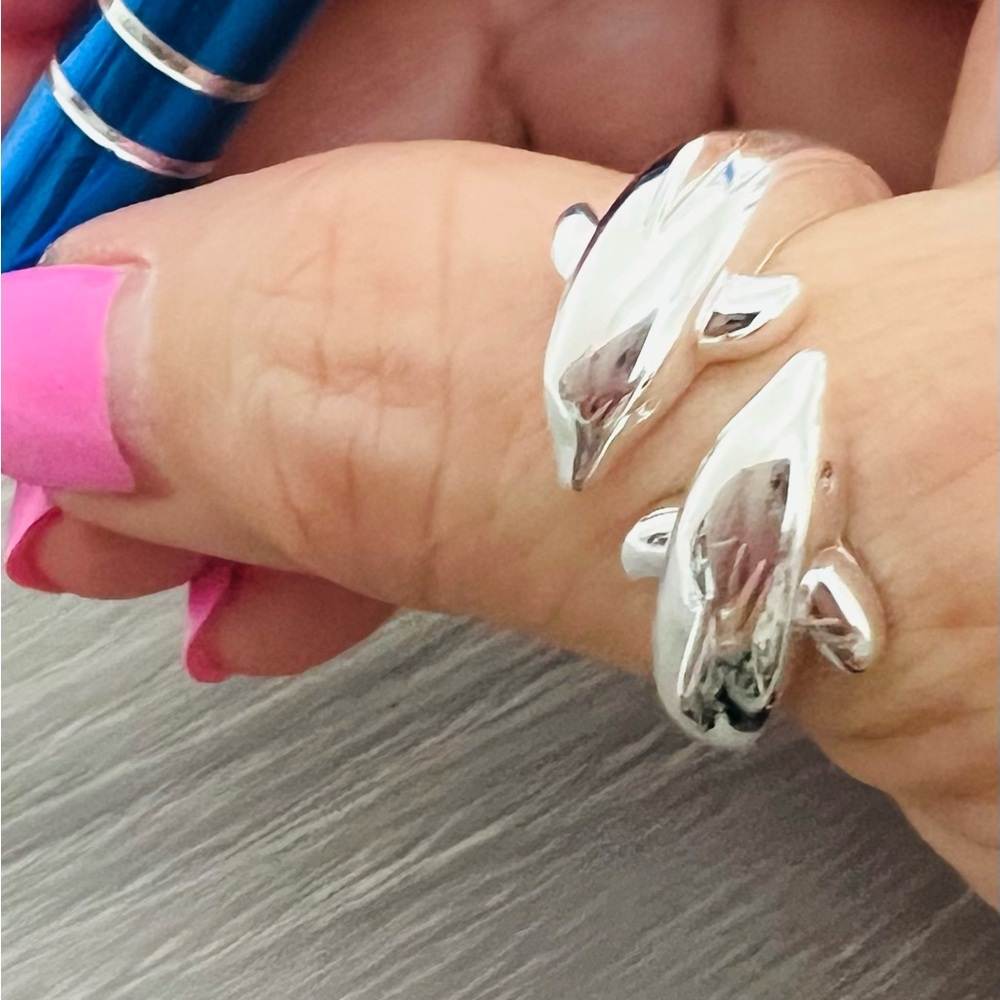 Silver Dolphin Ring adjustable size, stamped .925